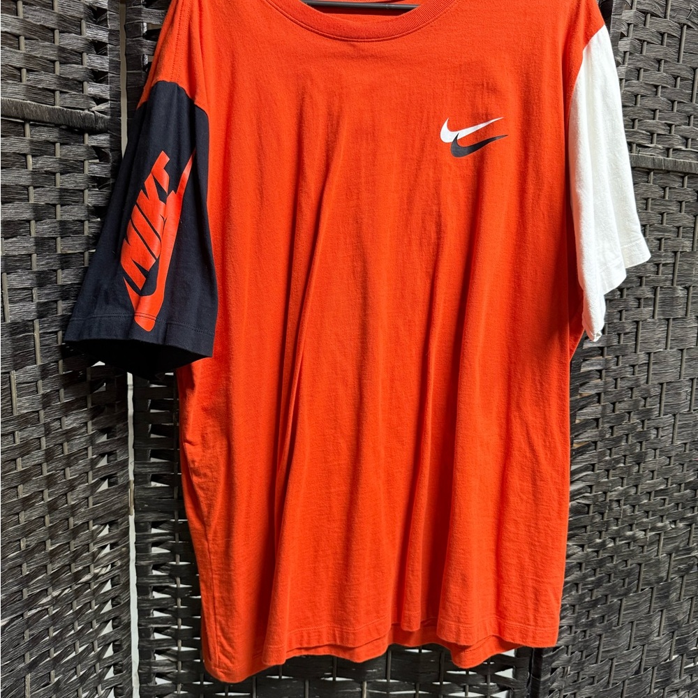 Nike Tri-Color T-Shirt in Orange, Black, and White size 2XL